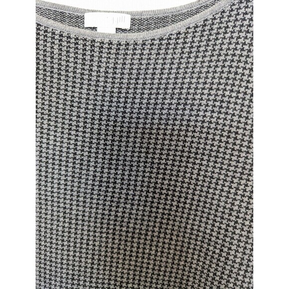 J JILL Sweater Dress Womens‎ Size Petite M Gray Black Houndstooth Academia - Picture 3 of 10
